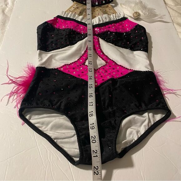 Glamour solo sassy dance costume purple pink embellished rhinestone fringe LC - Picture 5 of 9